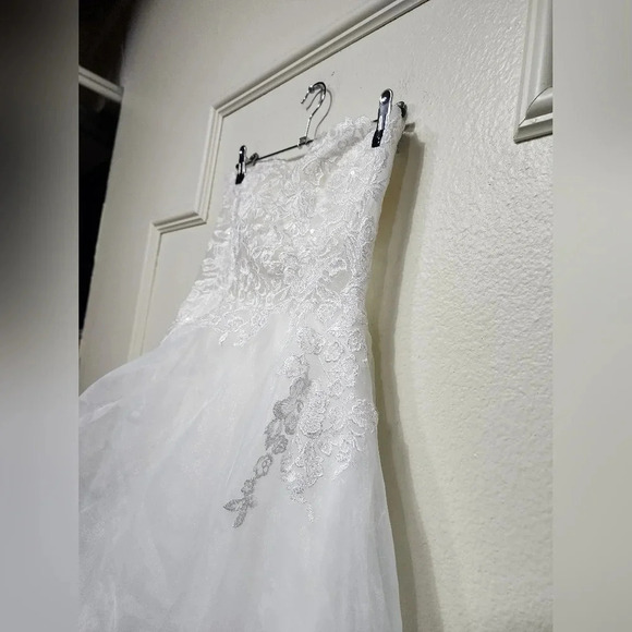 Lulus Mine, All Mine White Embroidered Organza Strapless A-Line Gown Wedding - Picture 10 of 13